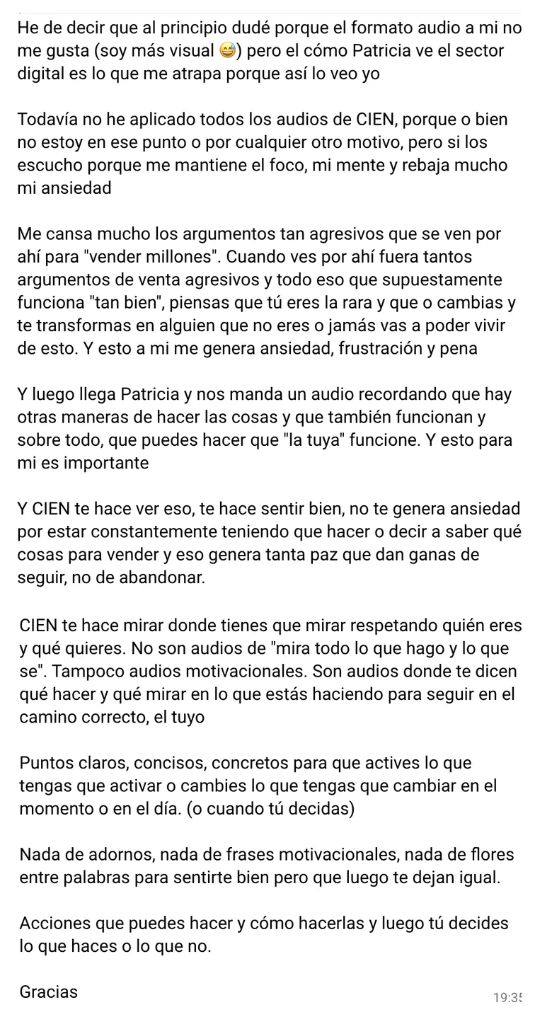 Mensaje de Helenuxi: al principio dudó del formato audio