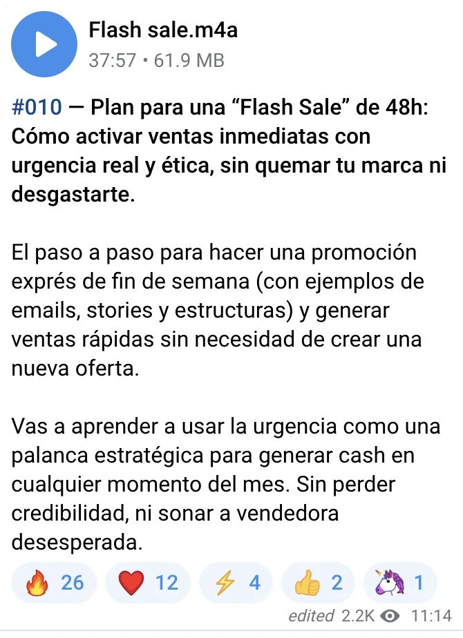 Training #010 en Telegram: Plan para una Flash Sale de 48 horas