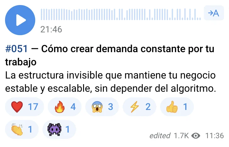 Training #051: Cómo crear demanda constante por tu trabajo
