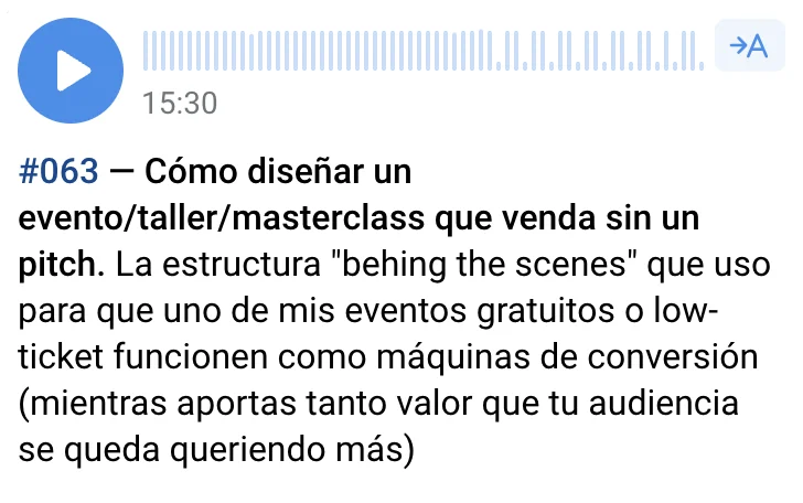 Training #063: Cómo diseñar un evento, taller o masterclass que venda sin un pitch