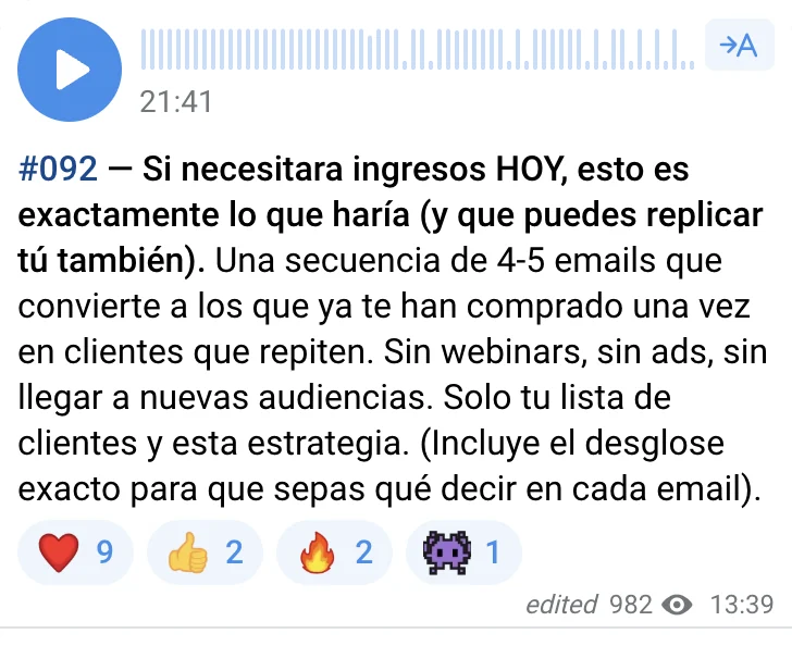 Training #092 en Telegram: Si necesitara ingresos HOY, esto es exactamente lo que haría